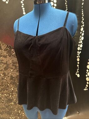 T Tahari Black Velvet Peplum Cami